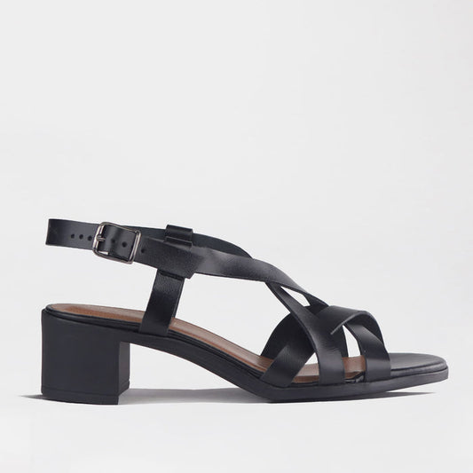 Froggie Shoes Shoes 4 / Black / 13134 Block Heel Crossover Sandal