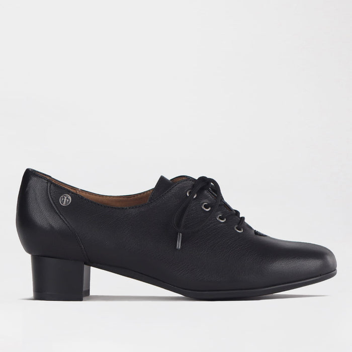 Froggie Shoes Shoes Froggie Women's Block Heel Lace up Shoe-Black Leather - 11407