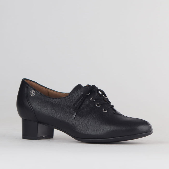 Froggie Shoes Shoes Froggie Women's Block Heel Lace up Shoe-Black Leather - 11407