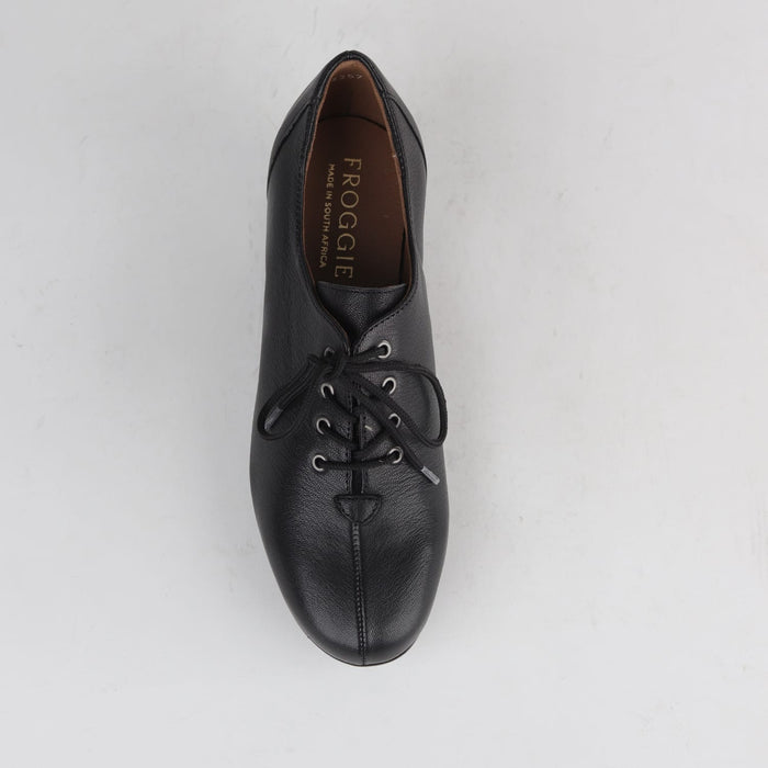 Froggie Shoes Shoes Froggie Women's Block Heel Lace up Shoe-Black Leather - 11407