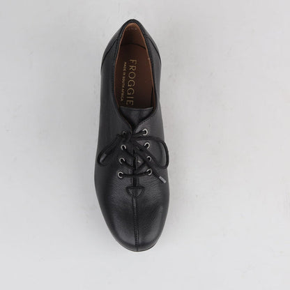 Froggie Shoes Shoes Froggie Women's Block Heel Lace up Shoe-Black Leather - 11407