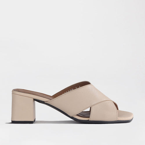 Froggie Shoes Sandals Froggie Women's  Block Heel Mule Sandal-Ivory - 12738