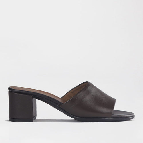 Froggie Shoes Shoes Froggie Women's Block Heel Mule Sandal-Brown Leather - 12968