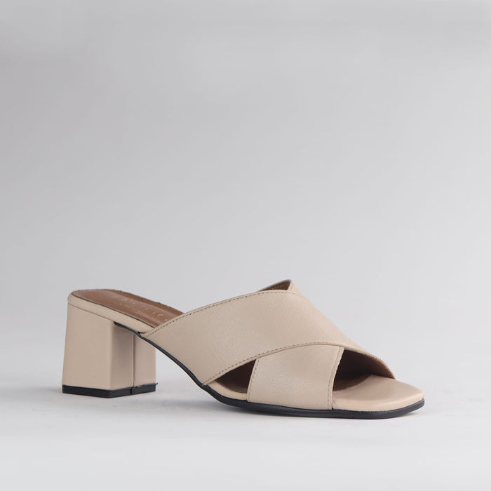 Froggie Shoes Sandals Froggie Women's  Block Heel Mule Sandal-Ivory - 12738
