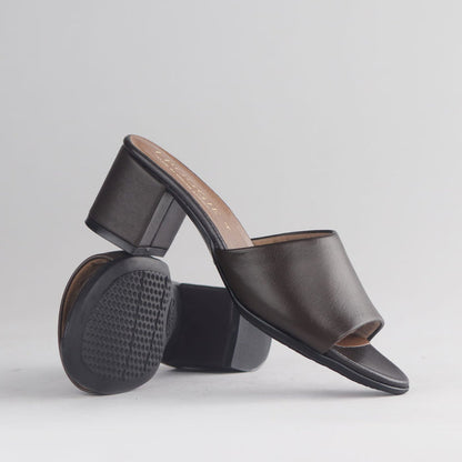 Froggie Shoes Shoes Froggie Women's Block Heel Mule Sandal-Brown Leather - 12968