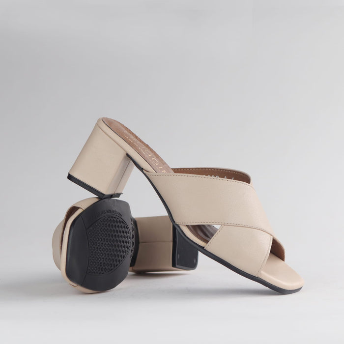 Froggie Shoes Sandals Froggie Women's  Block Heel Mule Sandal-Ivory - 12738
