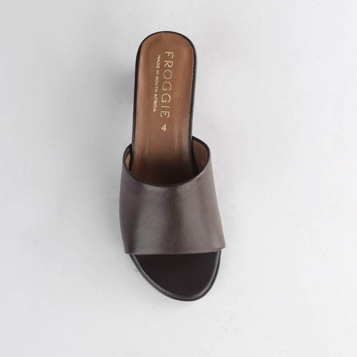 Froggie Shoes Shoes Froggie Women's Block Heel Mule Sandal-Brown Leather - 12968