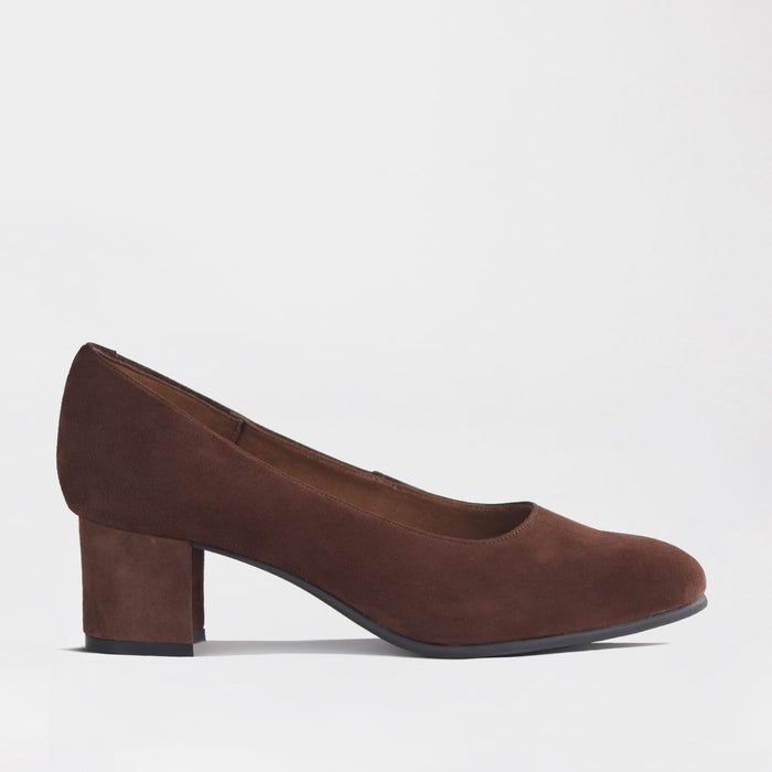 Froggie Shoes Shoes Froggie Women's Block Heel Court Shoe - Brown Suede - 12985