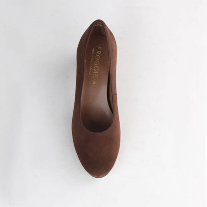 Froggie Shoes Shoes Froggie Women's Block Heel Court Shoe - Brown Suede - 12985