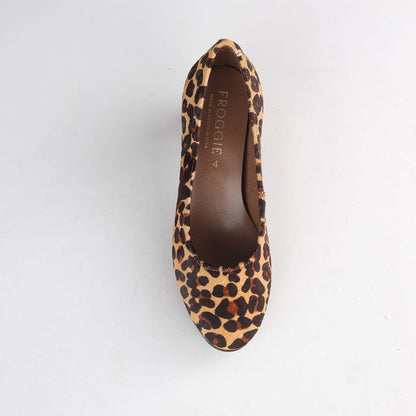 Froggie Shoes Shoes Froggie Women's Block Heel Court Shoe-Cheetah Print - 12985