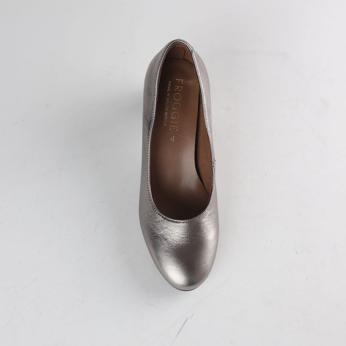 Froggie Shoes Shoes Froggie Women's Block Heel Court Shoe - Pewter Metallic - 12985
