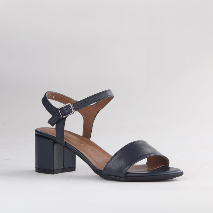 Factory Shop Shoes Block Heel Slingback Sandal in Navy - 12549