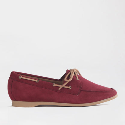 Froggie Women’s Boat Shoe- Burgundy Suede - 12971