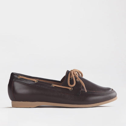 Froggie Women’s Boat Shoe- Brown Leather - 12971