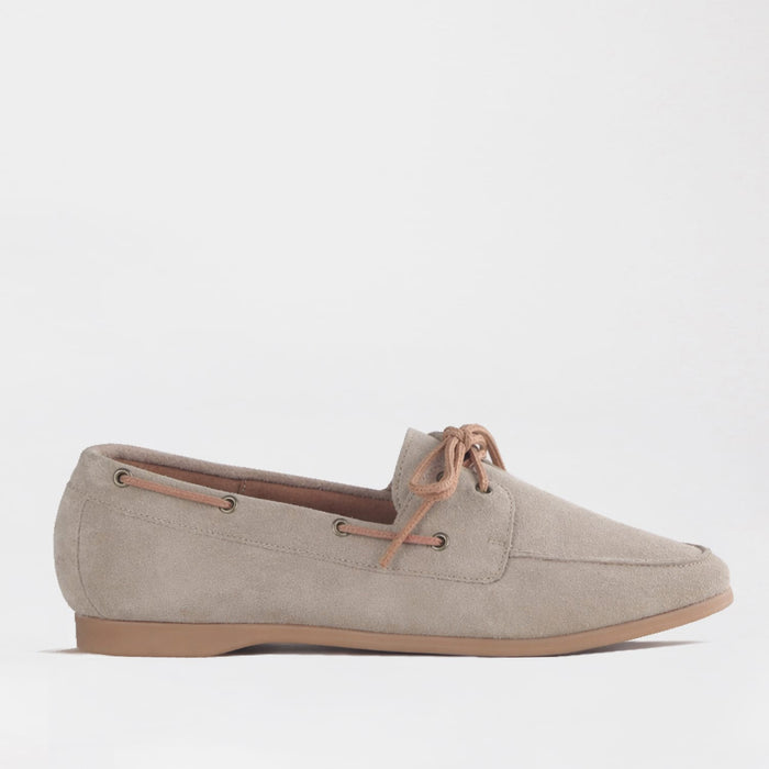 Froggie Women’s Boat Shoe- Beige Suede - 12971