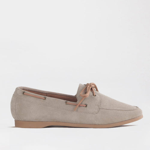 Froggie Women’s Boat Shoe- Beige Suede - 12971