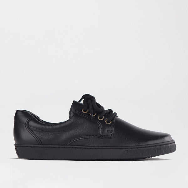Froggie Boys Lace-up School Shoe in Black - 11422 - single side.