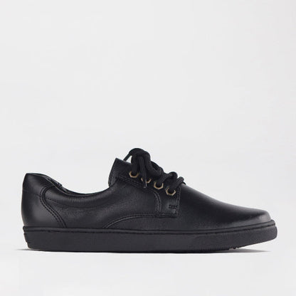 Froggie Boys Lace-up School Shoe in Black - 11422 - single side.