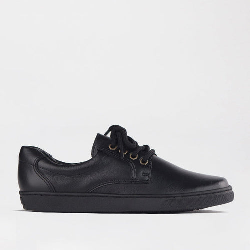 Froggie Boys Lace-up School Shoe in Black - 11422 - single side.