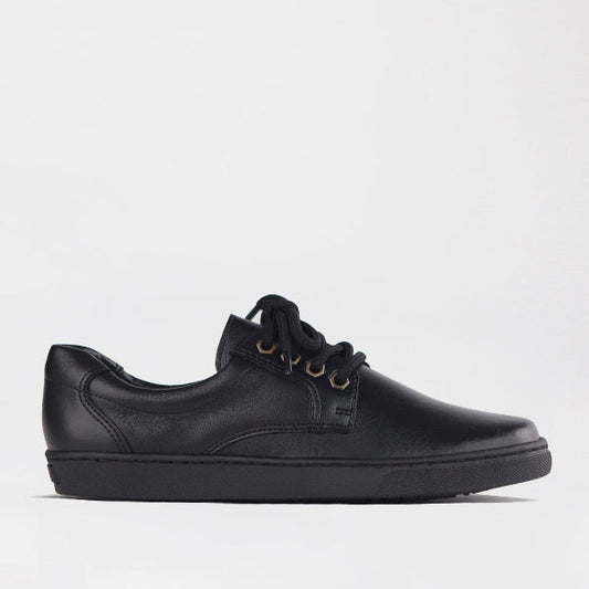 Froggie Boys Lace-up School Shoe in Black - 11422 - single side.