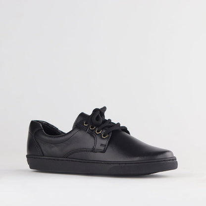 Froggie Boys Lace-up School Shoe in Black - 11422 - side angle.