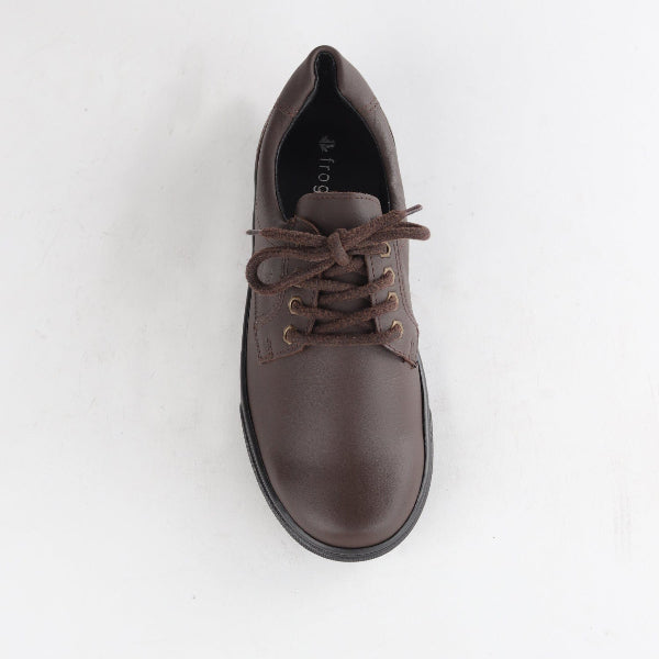 Froggie Boys Lace-up School Shoe in Brown - 11422 - top angle.