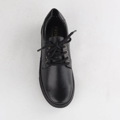 Froggie Boys Lace-up School Shoe in Black - 11422 - top angle.