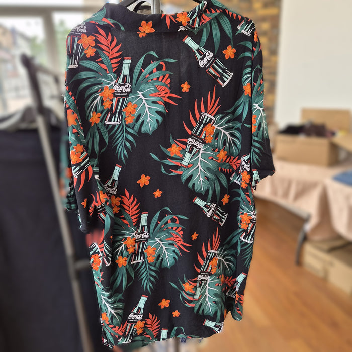 Chemise hawaïenne Coca-Cola noire – 100% rayon – vintage - Taille M