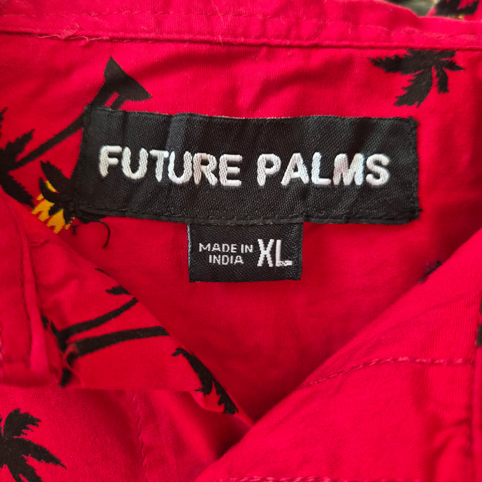 Chemise hawaïenne Future Palms rouge à motifs palmiers – XL