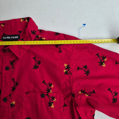 Chemise hawaïenne Future Palms rouge à motifs palmiers – XL