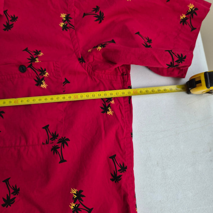 Chemise hawaïenne Future Palms rouge à motifs palmiers – XL