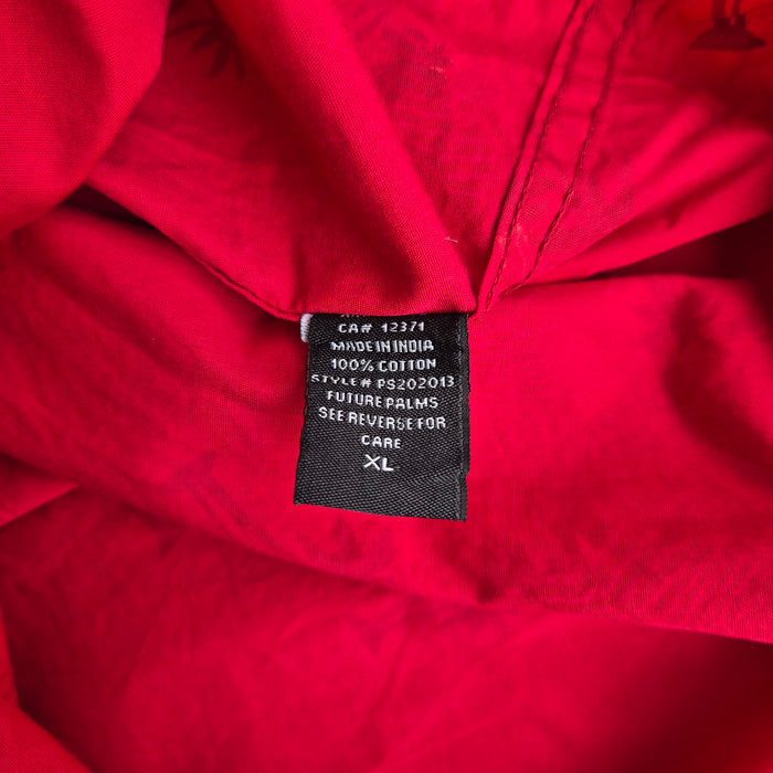 Chemise hawaïenne Future Palms rouge à motifs palmiers – XL