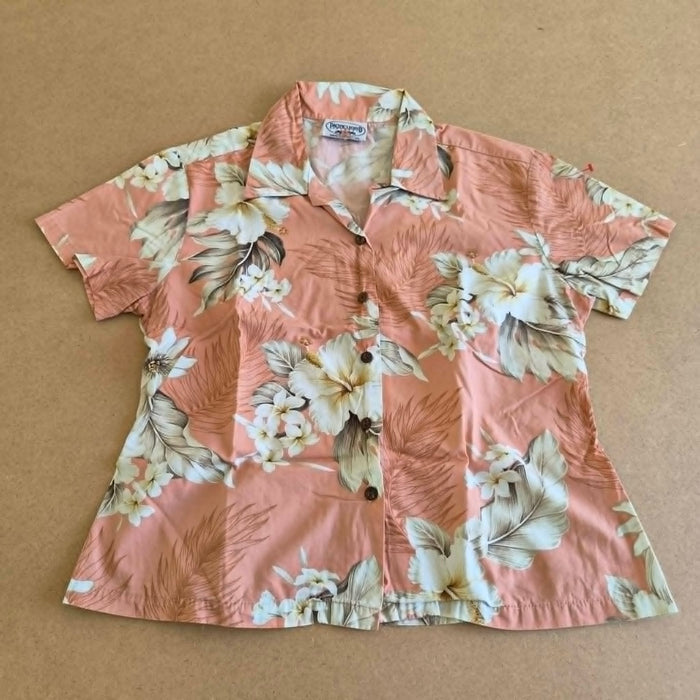 Chemise Hawaïenne Pacific Legend Apparel Rose Terracotta — Made in Hawaii — M — Bon état