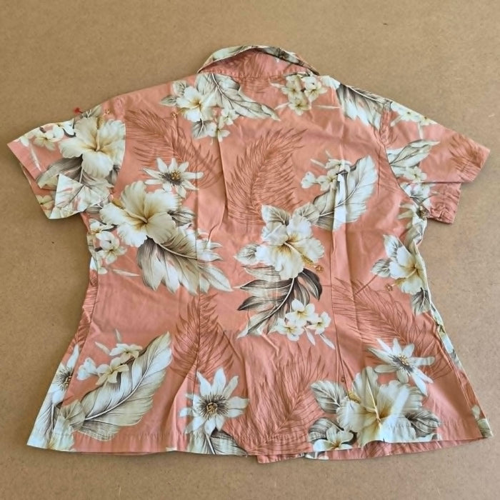 Chemise Hawaïenne Pacific Legend Apparel Rose Terracotta — Made in Hawaii — M — Bon état
