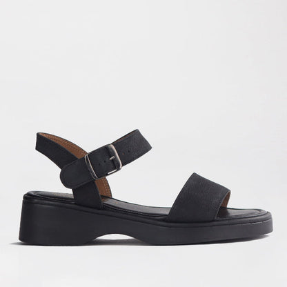 Factory Shop Shoes 3 / Black / 12936 Chic Leather Strappy Sandals in Black - 12936