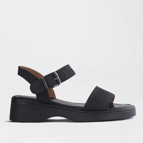 Factory Shop Shoes 3 / Black / 12936 Chic Leather Strappy Sandals in Black - 12936