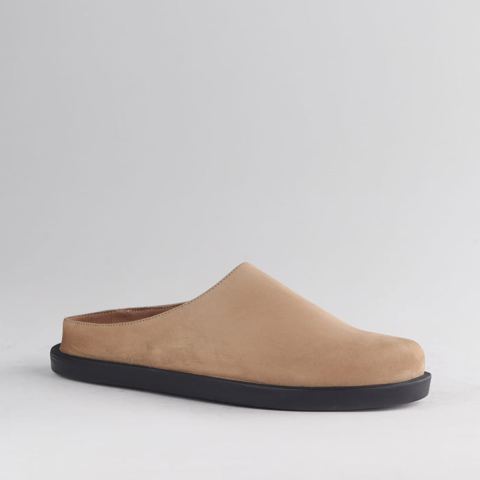 Froggie Women’s Clog- Beige Suede Leather- 13008 - side angle.