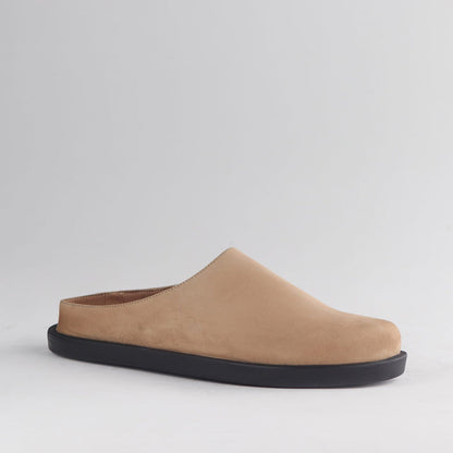 Froggie Women’s Clog- Beige Suede Leather- 13008 - side angle.