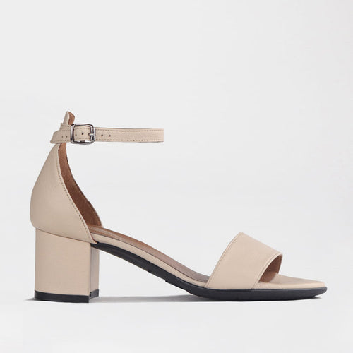 Froggie Shoes Shoes Froggie Women's Closed back ankle strap block heel Sandal-Ivory Leather - 11879