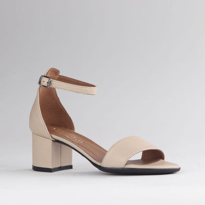 Froggie Shoes Shoes Froggie Women's Closed back ankle strap block heel Sandal-Ivory Leather - 11879