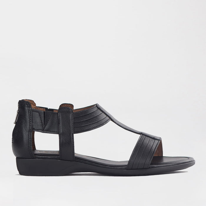 Froggie Shoes Shoes Froggie Women's Closed Back T-Bar Flat Sandal - Black Leather- 12886