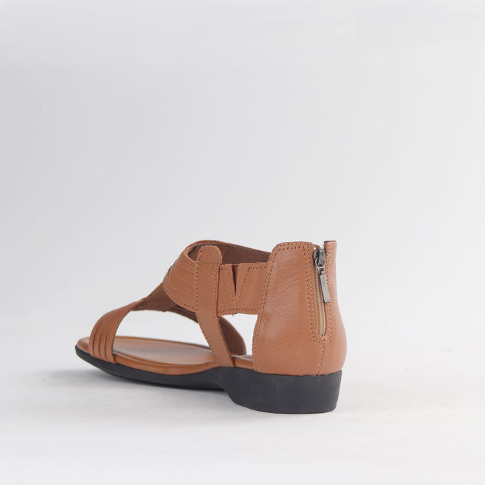 Froggie Shoes Shoes Froggie Women's Closed Back T-Bar Flat Sandal-Tan Leather - 12886