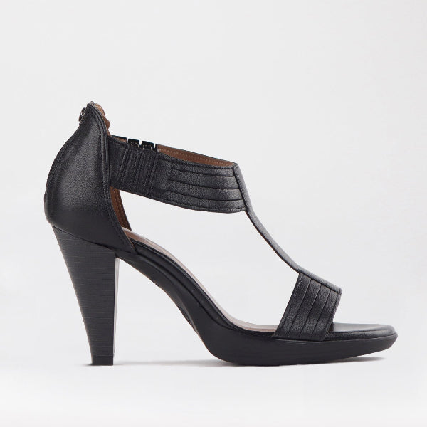 Froggie T-Bar High Heel Sandal in Black - 10729 - single side.