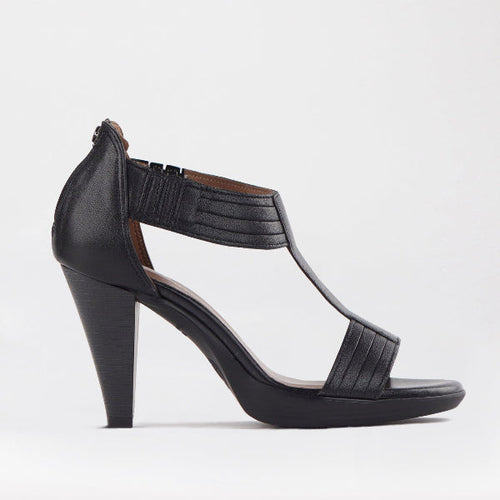 Froggie T-Bar High Heel Sandal in Black - 10729 - single side.