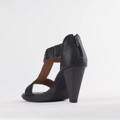 Froggie T-Bar High Heel Sandal in Black - 10729 - back angle.