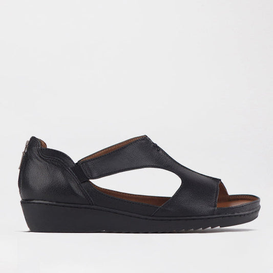Froggie Women's Close Back T-bar Sandal with Removable Footbed in Black - 12707 - single side.