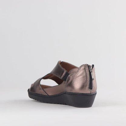 Froggie Shoes Shoes Close Back T-bar Sandal with Removable Footbed in Lead Metallic - 12707