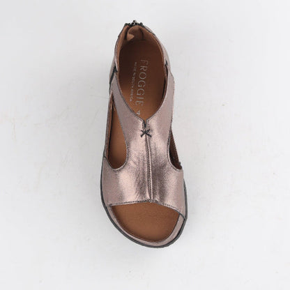 Froggie Shoes Shoes Close Back T-bar Sandal with Removable Footbed in Lead Metallic - 12707