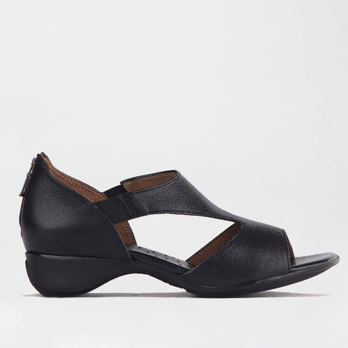 Factory Shop Closed Back T-Bar Sandal in Black - 12631 - single side.