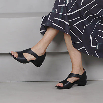 Factory Shop Closed Back T-Bar Sandal in Black - 12631 - close up.